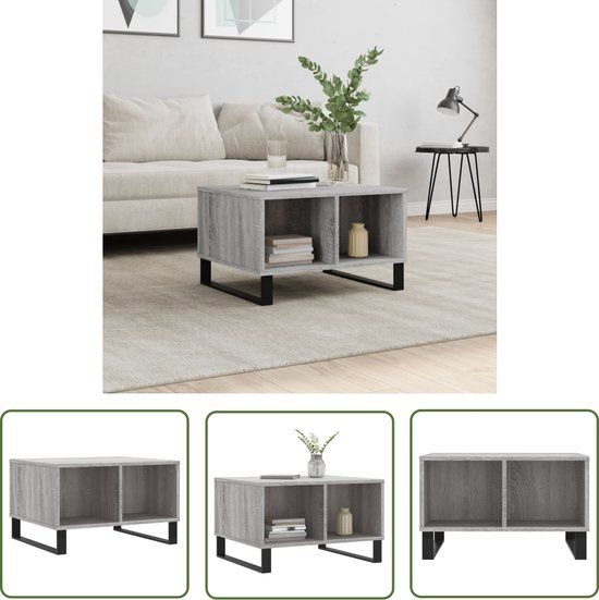 vidaXL Salontafel 60x50x36,5 cm Bewerkt Hout Grijs