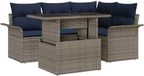 vidaXL Tuinbank Set 5-delig Grijs Polyrattan