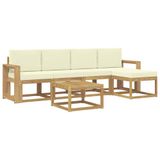 vidaXL - Buiten - bank - set - 6 - st - Wit - en - crèmekleurig