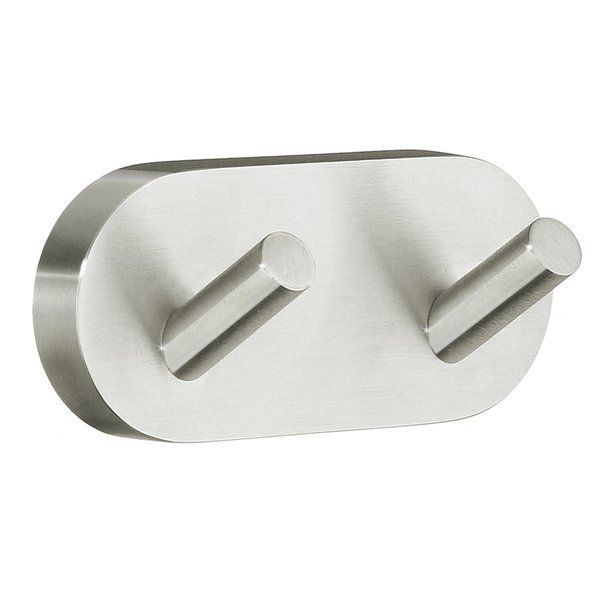 Smedbo Home dubbele handdoekhaak 9cm geborsteld nikkel H356N