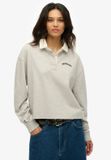Superdry Athletic Essentials Grafisch Rugbyshirt Dames Lange Mouwen Katoen Glacier Grey Marl UK14-EU42