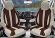 Op FIAT Op maat gemaakte stoelhoezen, bestuurders- en passagiersstoelen, compatibel met camper FIAT Ducato, Pössl, Knaus, Adria, Carthago, Pilote Laika WPL413, bruin/beige