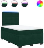vidaXL Boxspring met matras fluweel donkergroen 120x190 cm