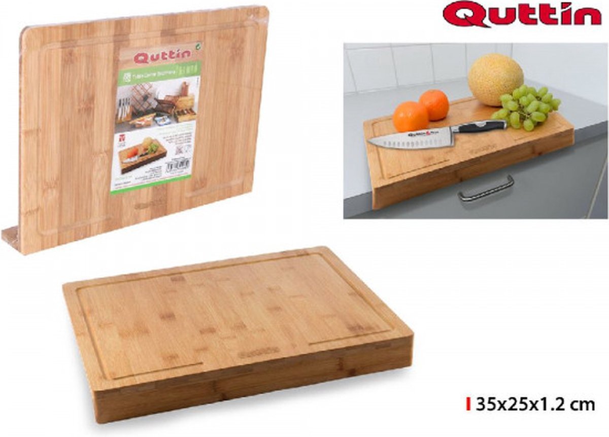 Quttin Snijplank | Bamboo | Over de rand aanrecht | Broodplank | Vlees | Groente | Fruit | FSC Bamboe | Duurzaam Hout