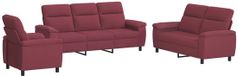 vidaXL Canapé 3 places Velours Rouge vin