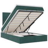 VidaXL Ottoman Bed with Mattresses and LEDs 120x190cm Velvet Dark Green