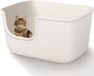 Merkloos Grote kattenbak met hoge zijkanten en verlaagde instap, geschikt voor meerdere katten, wit