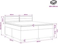 vidaXL Boxspringbed met matras en LED-verlichting, lichtgrijs, 200 x 200 cm, stof