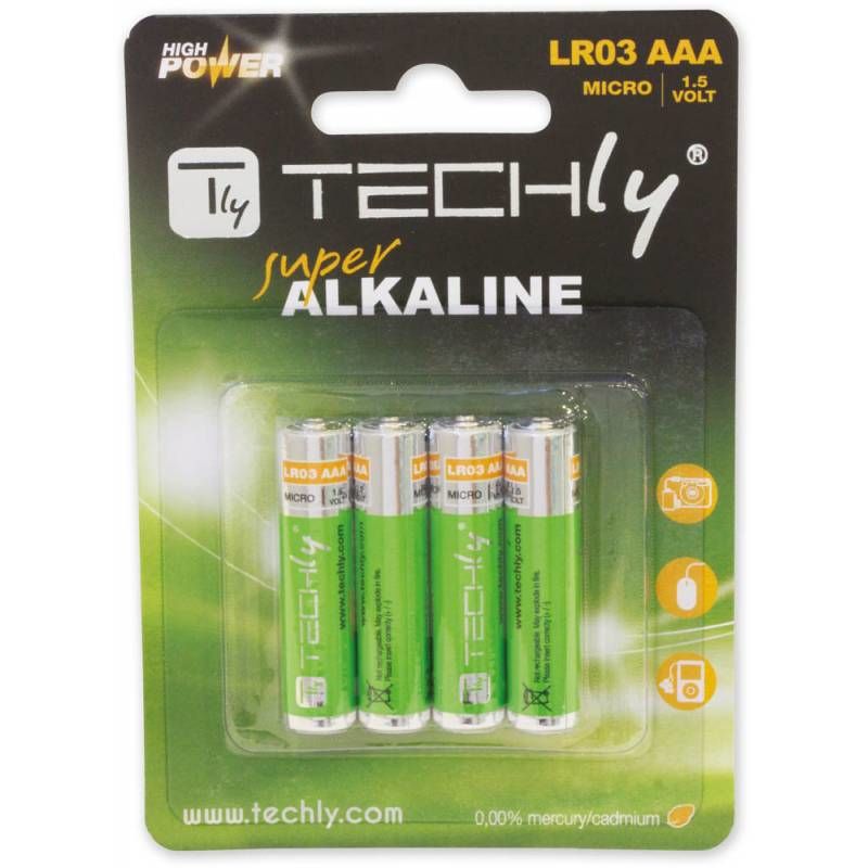 Techly LR03 AAA Alkaline Batterijen 1.5V - 4 stuks