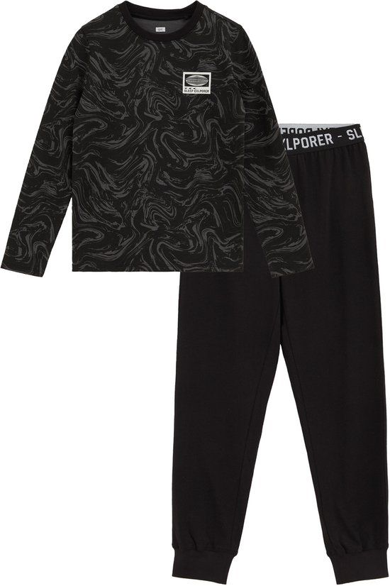 WE Fashion Jongens pyjama met print - zwart/grijs