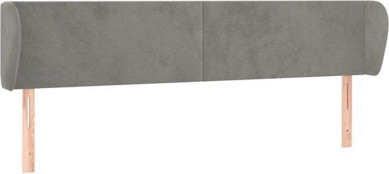 vidaXL Hoofdbord met randen 203x23x78/88 cm fluweel lichtgrijs