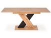 Table de salle à manger extensible avec pied bicolore et plateau chêne