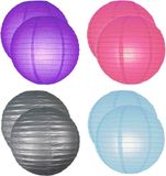 Merkloos Set van 8x stuks gekleurde luxe party lampionnen dia 25 cm