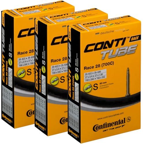 Continental Race 28 700 x 20-25c binnenbanden voor fietsen (verpakking van 3 stuks) - Presta 60 mm lang ventiel