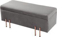 en.casa Bankje Dals met opbergruimte 100x40x42 cm grijs