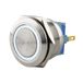 SeKi Roestvrij stalen drukknop Ø25mm tastend platte kopvorm gekleurde verlichte LED-ring in wit soldeer/platte stekker 0,5x2,8 aansluiting; belknop