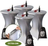 Aventara Statafelrok Zilver x 4 – ∅80-85 x 110 cm inclusief Opbergtas – Statafelhoes Stretch Stof – Kras- en Vouwvrije Tafelhoezen Extra Dik 3 Stuks – Zilveren Sta Tafelrok – Statafelhoezen Voor Horeca, Evenementen, Feest, Bruiloft en Partijen