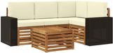 vidaXL Hoek loungeset 4 zitplaatsen Polyester Naturel et crème Inclus table