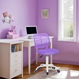FurnitureR Kinderbureaustoel, in hoogte verstelbare draaistoel met klein gat rugleuning ontwerp, geschikt voor kinderslaapkamer of studeerkamer, paars, 38 x 39 x 85 cm