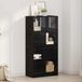 vidaXL Hoge kast, zwart, eikenlook, 68 x 37 x 142 cm, houtvezel