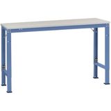 Manuflex AU7051.5007 Table de travail universelle spéciale avec plateau en mélamine, Lxlxh = 1500 x 800 x 722-1022 mm Bleu brillant (RAL 5007)