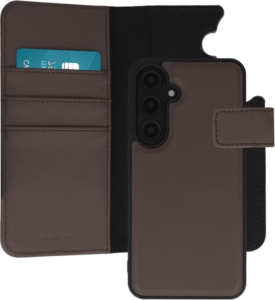 imoshion Hoesje - Geschikt voor Samsung Galaxy S24 FE - Uitneembare 2-in-1 Luxe Bookcase - Bruin