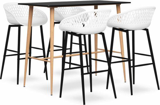 vidaXL 5-delige Barset zwart en wit