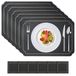 Placemats, afwasbaar, antislip, leer, kunstleer, placemat, set van 6, placemats, lederlook met onderzetter, leer, afwasbaar, voor restaurant, eettafel (zwart)
