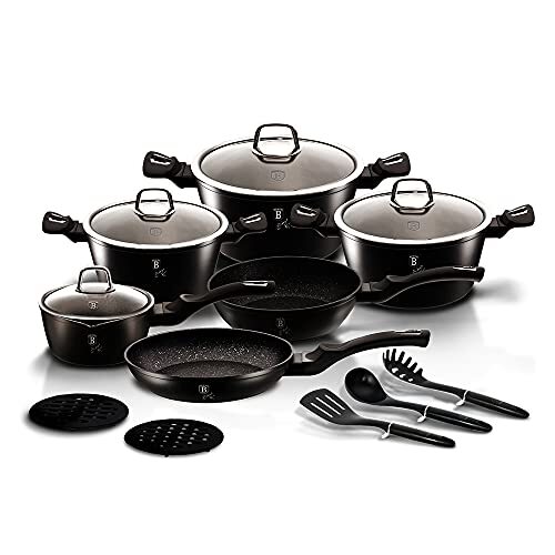 Berlinger Haus Black Silver Collection 15 stuks kookgerei set, BH/6155 zwart/silver roestvrij staal 18/8