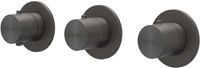IVY Concord Afbouwdeel Inbouwthermostaat met 2 Stopkranen Symmetry met Ronde Rozetten - RVS 316 Geborsteld Carbon Black PVD