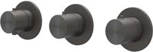IVY Concord Afbouwdeel Inbouwthermostaat met 2 Stopkranen Symmetry met Ronde Rozetten - RVS 316 Geborsteld Carbon Black PVD