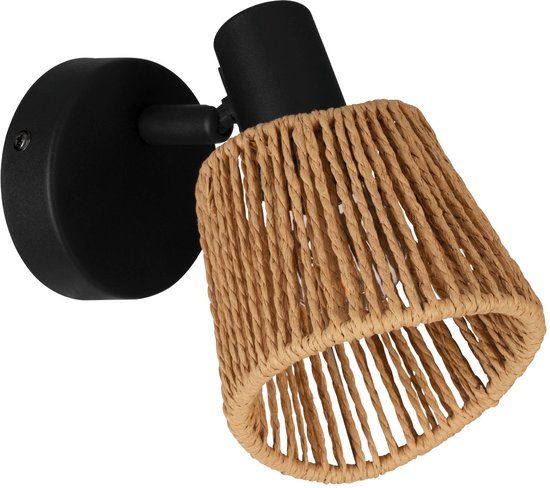 Eglo Keelby Spot - E14 - 11 cm - Zwart/Natuurlijk/Bruin - Papier - Kantelbaar