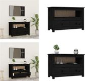 vidaXL Tv-meubel 79x35x52 cm massief grenenhout zwart