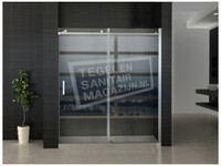 Wiesbaden Nisdeur Schuifdeur 170x200cm Antikalk Helder Glas Chroom Profiel 8mm Veiligheidsglas Easy Clean