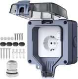 Merkloos / Sans marque Wan GmbH Buitenstopcontact IP66 waterdicht opbouw 1-voudig - Zwart