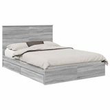 vidaXL Opbergbed Grijs Sonoma 140 x 200 cm Bewerkt hout