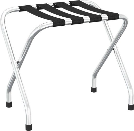 vidaXL Bagagerek - 56x40x49 cm - Zwart en Zilver - Plastic - Verstelbaar