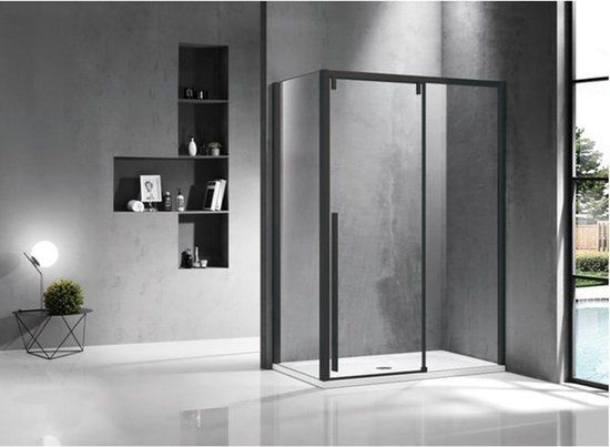 Saniclass Neptune Douchecabine - 160x80cm - Schuifdeur - 8mm Veiligheidsglas - Antikalk - Zwart Mat