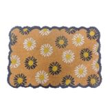 Relaxdays Paillasson en coco, fleurs, 60 x 40 cm, antidérapant, résistant aux intempéries, intérieur et extérieur