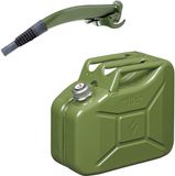 Eda-Plastiques Jerrycan met schenktuit - legergroen - 10L - metaal - brandstof geschikt