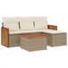 vidaXL 4-delige Loungeset met Kussens, Poly Rattan, Beige