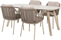 4 Seasons Outdoor Manolo 180x95x75 cm met 4x Puglia dining stoel latte