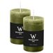 Wiedemann Cilinderkaars/stompkaars - 2x - rustieke kaars - olijfgroen - 6 x 9 cm - 30 branduren