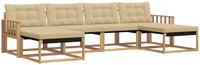 vidaXL Bank loungeset 6 zitplaatsen Wit en Beige