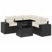 vidaXL 6-delige Loungeset met Kussens, Poly Rattan, Zwart
