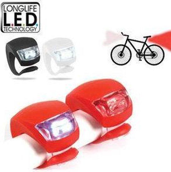 E-Supply LED Fietsverlichting - Verlichtingsset - Rood/Wit - Siliconen - Waterbestendig
