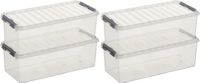 Sunware q-line opberg box/opbergdoos - 5x - 9.5 liter - 48 x 19 x 15 cm - kunststof