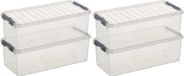 Sunware q-line opberg box/opbergdoos - 5x - 9.5 liter - 48 x 19 x 15 cm - kunststof