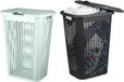 Panier à linge ventilé - avec couvercle - 2x pièces - noir et vert - 50 litres - 61 x 43 cm