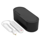 D-Line Kabelopbergbox met 4 stopcontacten van 2 m, overspanningsbeveiliging, kabelbeheeroplossing, tv-kabelopslag, kabelorganizer voor kantoor, maat L, zwart